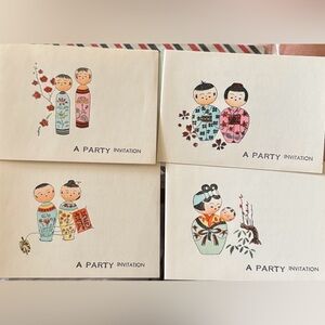 Japanese stationary -12 invitations in box, 3 gift bags, 3 writing pads